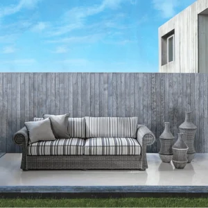 divano in rattan sintetico modello profi con cuscini colore grigio